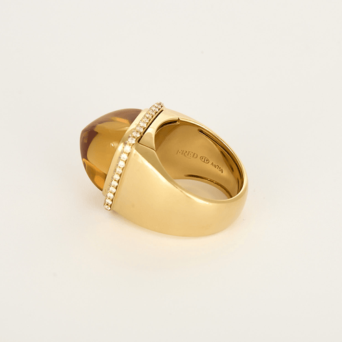 Bague 54 Fred Paris - Pain de Sucre - Moyen modèle - Bagueen or jaune et citrine 58 Facettes DV31019-1