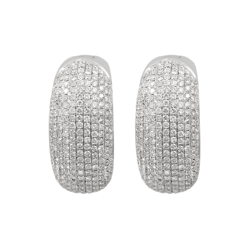 Paire de larges anneaux d'oreilles en or gris et diamants 58 Facettes DV27418-1