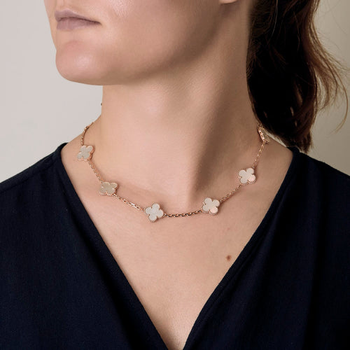 Collier Vintage Alhambra 10 motifs or rose et nacre 58 Facettes DV0967-6