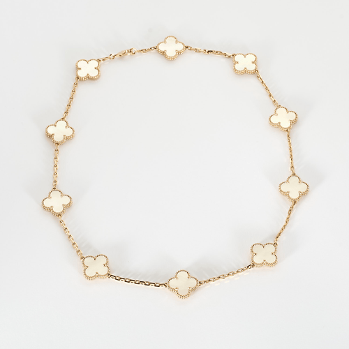 Collier Vintage Alhambra 10 motifs or rose et nacre 58 Facettes DV0967-6