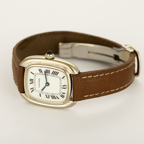 Montre Cartier, montre Gondole en or blanc et bracelet cuir 58 Facettes DV28812-3