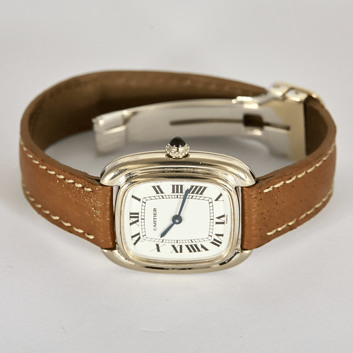 Montre Cartier, montre Gondole en or blanc et bracelet cuir 58 Facettes DV28812-3