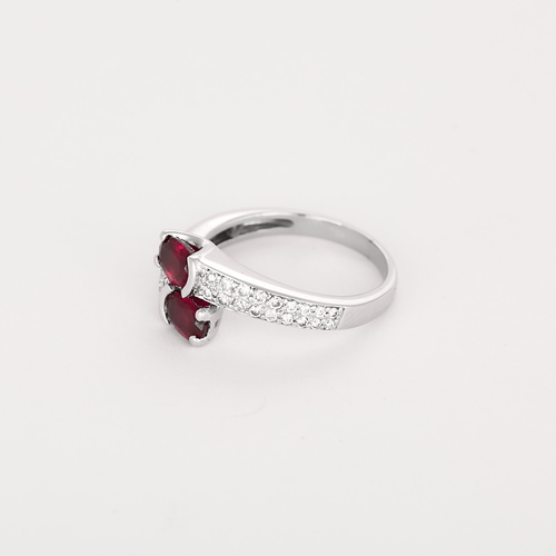 Bague 56 Bague en Or blanc 18k Rubis and Diamant 58 Facettes DV31025-1