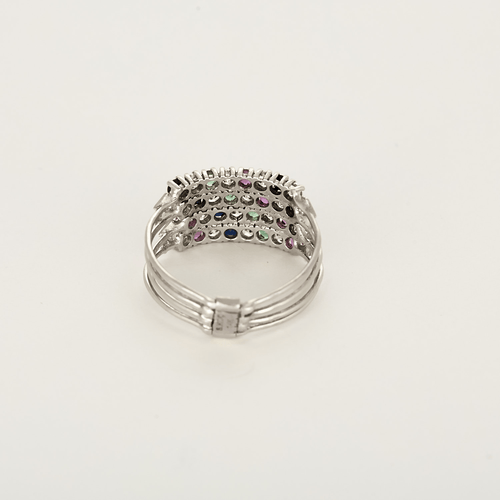 Bague 59 Bague harem en or gris 14K diamants, rubis et emeraudes 58 Facettes DV27050-2
