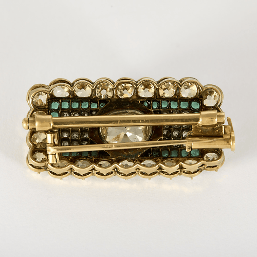 Broche Broche en or jaune, diamants de taille ancienne, tourmaline 58 Facettes DV28005-1