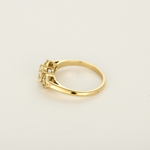 Bague Bague type solitaire en or jaune, diamant natural fancy yellow 0.79 carat et petits diamants blancs 58 Facettes DV28537-1-54-3