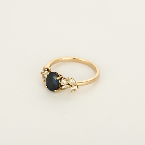 Bague 55 Elegante Bague, or rose, saphir et diamants 58 Facettes DV28373-1