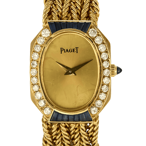 Montre PIAGET - Montre de dame en or jaune, saphir et diamants 58 Facettes DV22202-1