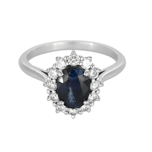 Bague 53 Bague en or gris saphir 1.50 carat et diamants 58 Facettes DV31389-1