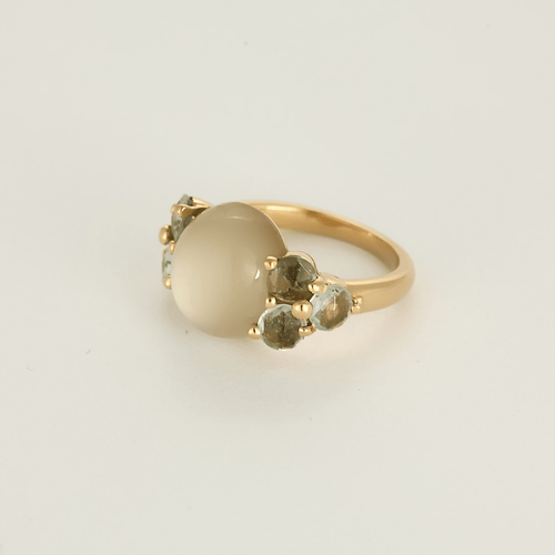 Bague 52.5 Bague en Or rose 18k Moonstone and Aquamarine 58 Facettes DV31353-1