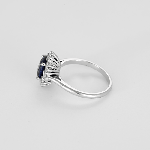 Bague 53 Bague en or gris saphir 1.50 carat et diamants 58 Facettes DV31389-1