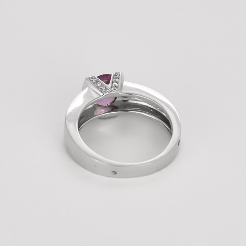 Bague 56 Bague Or blanc Saphir 58 Facettes DV31233-1