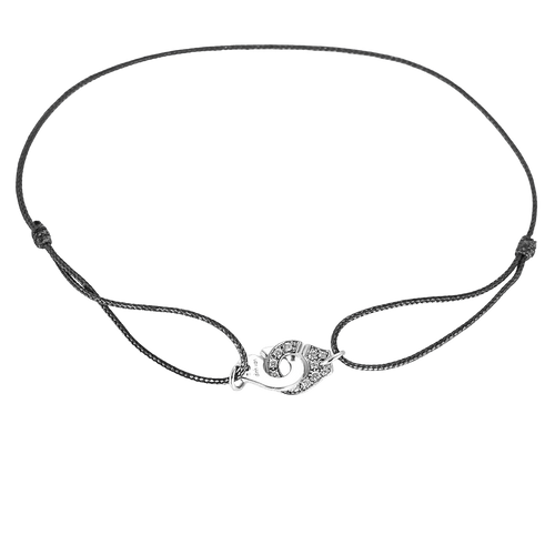 Bracelet DINH VAN - Menottes R8 - Bracelet cordon et or gris, diamants 58 Facettes DV31314-1