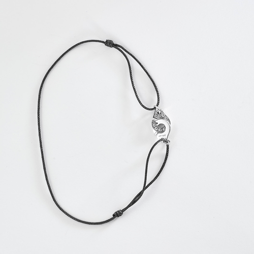 Bracelet DINH VAN - Menottes R8 - Bracelet cordon et or gris, diamants 58 Facettes DV31314-1