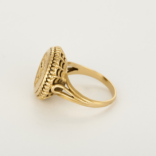 Bague 55 AUGIS- Bague sentimentale en or jaune et rubis de synthèse. 58 Facettes DV31212-4