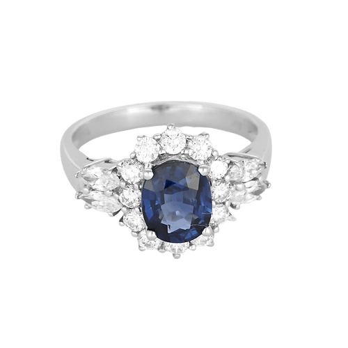 Bague Bague marguerite en or gris , saphir et diamants 58 Facettes DV16843-5-53-2