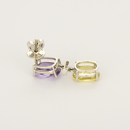 Boucles d'oreilles Paire de Boucles d'oreilles en or gris améthystes et quartz lemon 58 Facettes DV16843-15