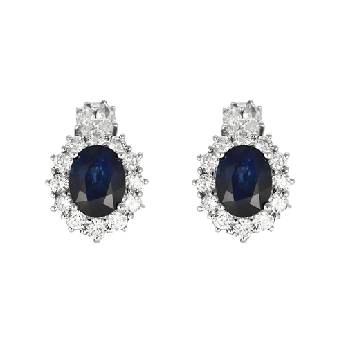 Boucles d'oreilles Paire de boucles d'oreilles en or gris, saphirs et diamants 58 Facettes DV16843-6