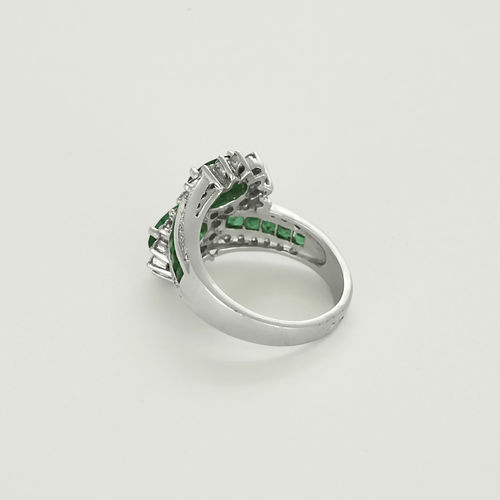 Bague 54 Bague "Toi et Moi" en or gris, diamants et émeraudes 58 Facettes DV26327-13-54-3