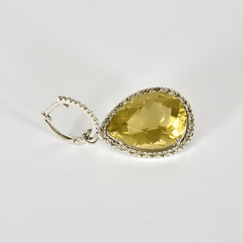 Boucles d'oreilles Paire de Pendants d'oreilles en or gris, quartz lemon et diamants 58 Facettes DV16843-14