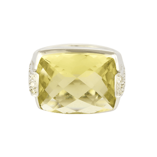Bague Bague cocktail or 14K quartz lemon et diamants 58 Facettes DV16843-4-53-2