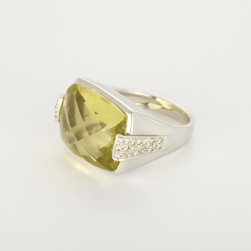 Bague Bague cocktail or 14K quartz lemon et diamants 58 Facettes DV16843-4-53-2