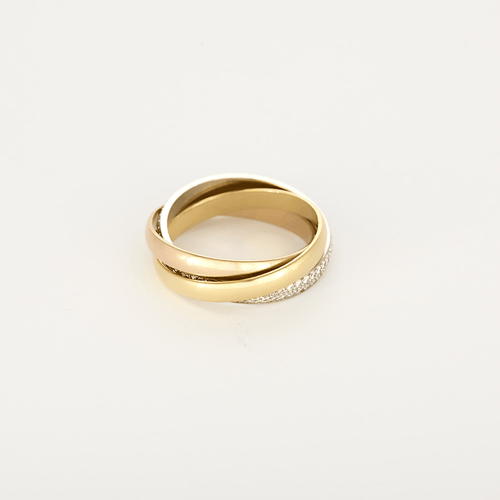 Bague 54 CARTIER -  Trinity, petit modèle, semi-pavée - Bague trois ors et diamants 58 Facettes DV16843-8