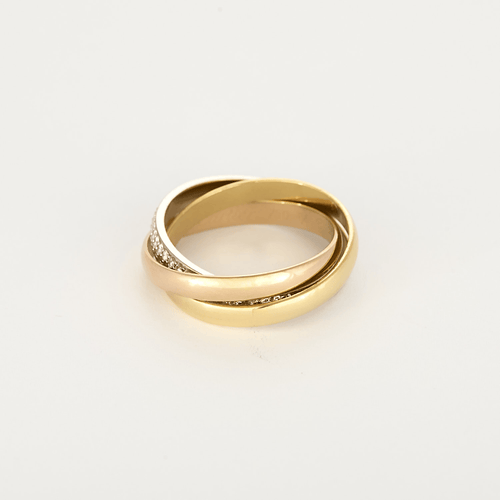 Bague 54 CARTIER -  Trinity, petit modèle, semi-pavée - Bague trois ors et diamants 58 Facettes DV16843-8