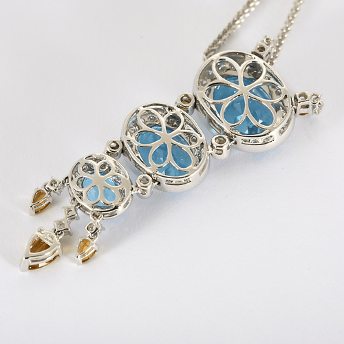 Collier Collier en or gris, diamants et topazes bleues, citrines 58 Facettes DV16843-11