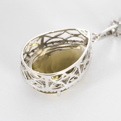 Collier Collier et pendentif en or gris 14K, quartz lemon et diamants 58 Facettes DV16843-3