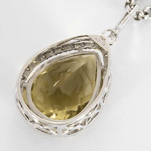 Collier Collier et pendentif en or gris 14K, quartz lemon et diamants 58 Facettes DV16843-3