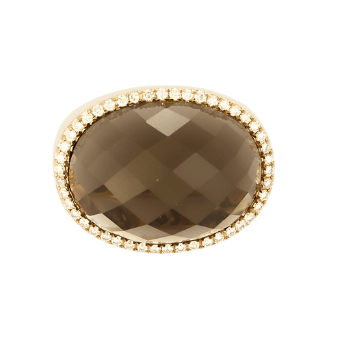 Bague 52 Bague cocktail en or jaune, quartz fumé et diamants 58 Facettes DV16843-10