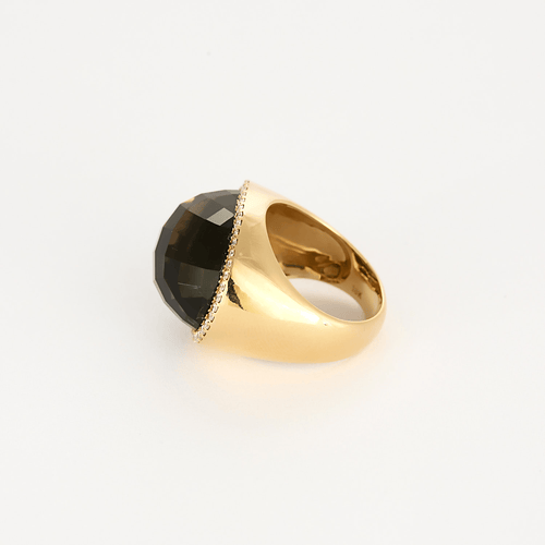 Bague 52 Bague cocktail en or jaune, quartz fumé et diamants 58 Facettes DV16843-10