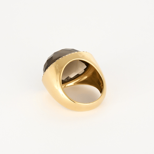 Bague 52 Bague cocktail en or jaune, quartz fumé et diamants 58 Facettes DV16843-10