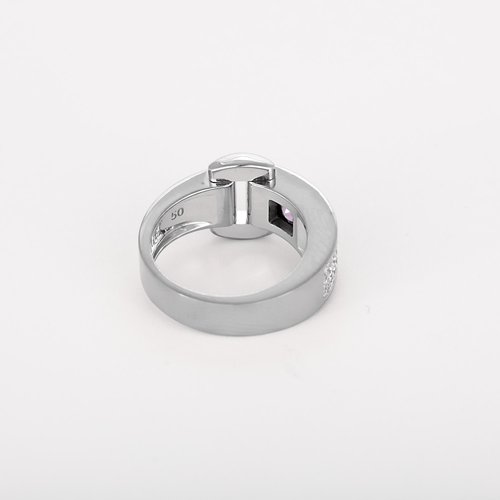 Bague 50 PIAGET - Miss Protocole - Bague en or gris , saphir rose et diamants 58 Facettes DV10300-1
