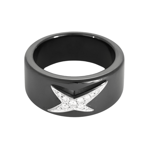 Bague 58 MAUBOUSSIN - L'ETOILE DE L'ANGE ET DU DEMON - Bague en céramique, or blanc, diamants 58 Facettes DV31725-1