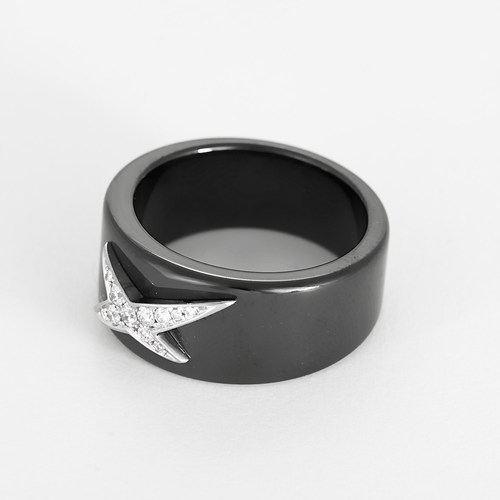 Bague 58 MAUBOUSSIN - L'ETOILE DE L'ANGE ET DU DEMON - Bague en céramique, or blanc, diamants 58 Facettes DV31725-1