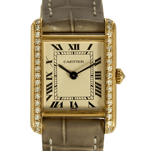Montre Cartier Montre Tank en or jaune et diamants 58 Facettes DV31731-1