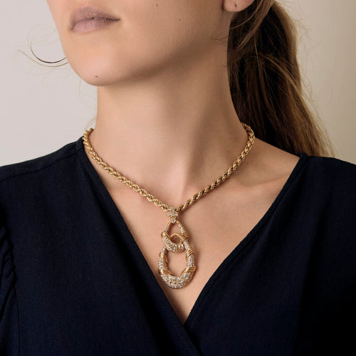 Collier Collier en Or jaune 18k et diamants. 58 Facettes DV31430-1