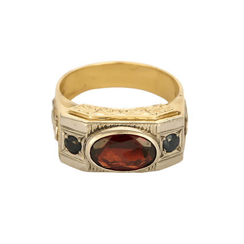 64 Bague en Or jaune 18k grenat  and Saphir 58 Facettes DV2198-4
