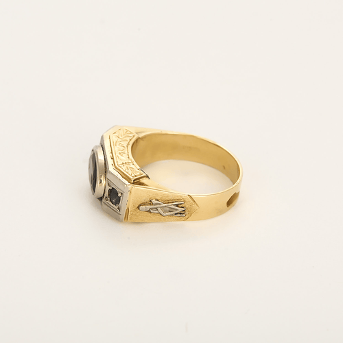64 Bague en Or jaune 18k grenat  and Saphir 58 Facettes DV2198-4