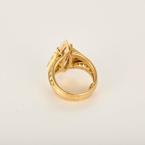 Bague 49 Bague or jaune diamant marquise 4.48 carats et petits diamants 58 Facettes DV31430-3