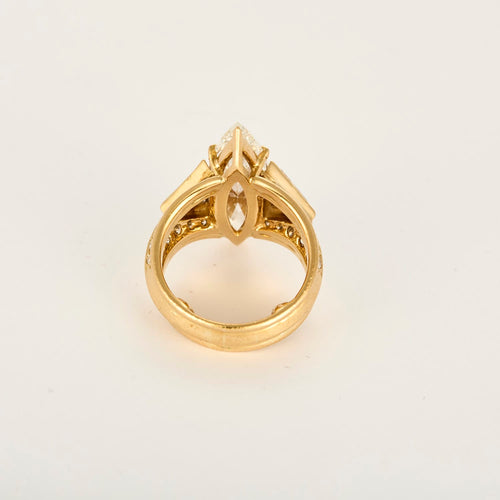 Bague 49 Bague or jaune diamant marquise 4.48 carats et petits diamants 58 Facettes DV31430-3