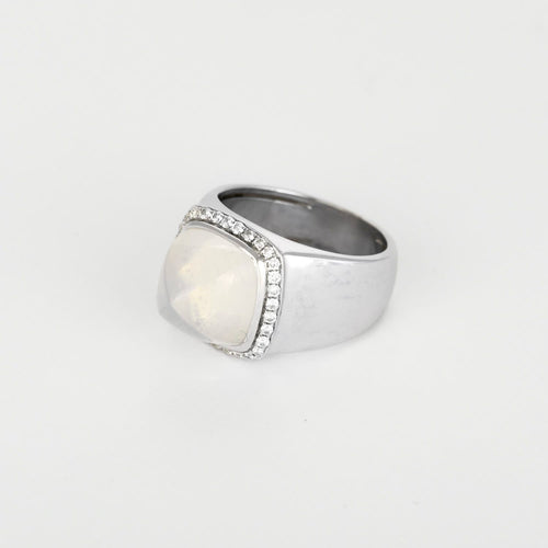 51 Fred Paris Collection : Pain de Sucre - Moyen modèle - Bague or gris et pierre de lune 58 Facettes DV31348-1