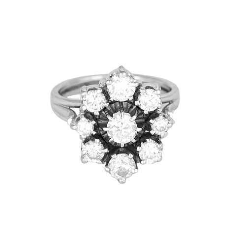 Bague 49 Bague marguerite or blanc et diamants : 1 carat environ 58 Facettes DV31868-3