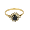 Bague 59 Bague marguerite en or jaune, or blanc, saphir et diamants 58 Facettes DV24789-2