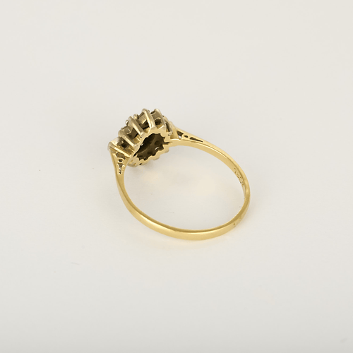 Bague 59 Bague marguerite en or jaune, or blanc, saphir et diamants 58 Facettes DV24789-2