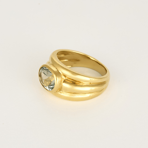 Bague en Or jaune 18k Aquamarine