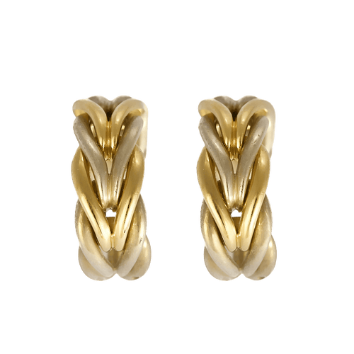 Boucles d'oreilles Christofle - Paire de Boucles d'Oreilles en or jaune 18K (750 millièmes) et argent ( 925 millièmes) à maille chevrons alternés d'attaches godronnées 58 Facettes DV31712-9