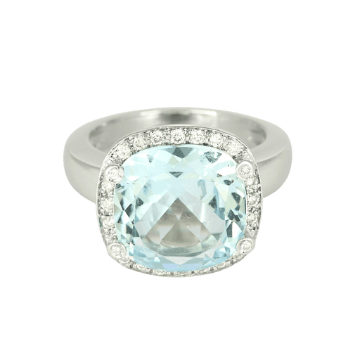 Poiray - Filles Antik - Élégante bague en or blanc, topaze de 8 carats et diamants